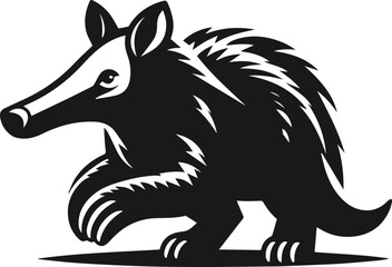 Aardvark preparing to run animal silhouette vector