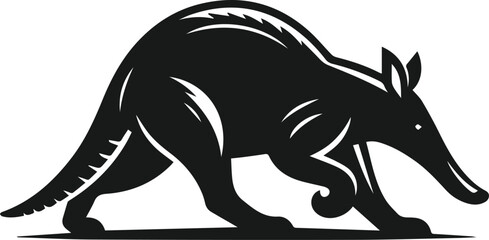 Aardvark preparing to run animal silhouette vector