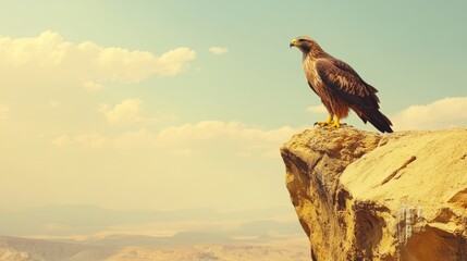 Fototapeta premium Space Brown Hawk View Yellow Empty Pastel Text Vibe