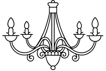 chandelier french line art silhouette vector illustration