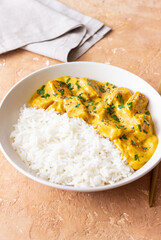 Chicken curry with rice. Tikka Masala. Indian food.