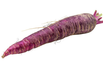 Vibrant purple radish sits elegantly on a clean surface, showcasing natural beauty and unique shape