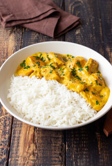 Chicken curry with rice. Tikka Masala. Indian food.