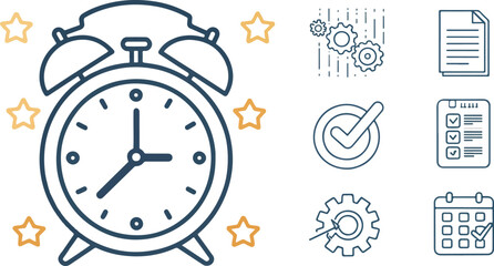 Alarm Clock vector design, Alarm Clock logo and icon design, Colorful Alarm Clock vector design