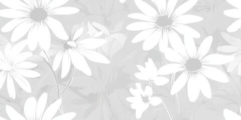 Fototapeta premium Whimsical white daisy silhouettes on background