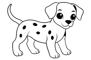 cute baby dalmatian dog line art silhouette vector illustration