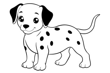 cute baby dalmatian dog line art silhouette vector illustration