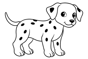cute baby dalmatian dog line art silhouette vector illustration