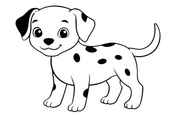 cute baby dalmatian dog line art silhouette vector illustration