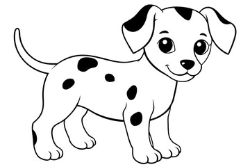 cute baby dalmatian dog line art silhouette vector illustration