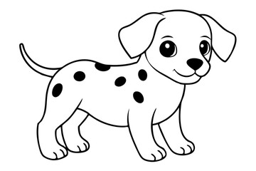 Obraz premium cute baby dalmatian dog line art silhouette vector illustration