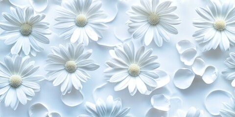 Obraz premium Whimsical white daisy silhouettes on background