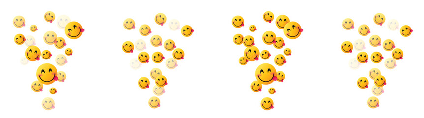 Yellow happy emoji emoticons with tongues out for expressing playful, cheerful, pleasure, enjoyment, positivity, tasty, enjoying emotion and feeling on social media
