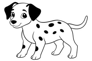 cute baby dalmatian dog line art silhouette vector illustration