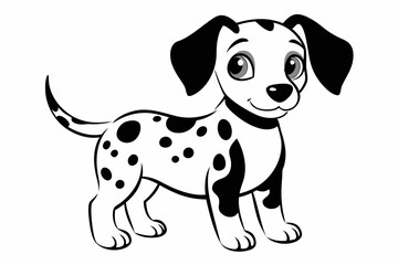 cute baby dalmatian dog line art silhouette vector illustration