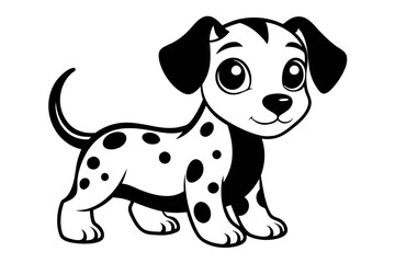 cute baby dalmatian dog line art silhouette vector illustration
