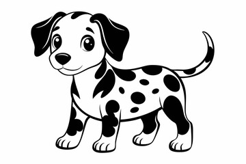 cute baby dalmatian dog line art silhouette vector illustration