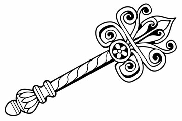 decorative magic wand icon line art silhouette vector illustration