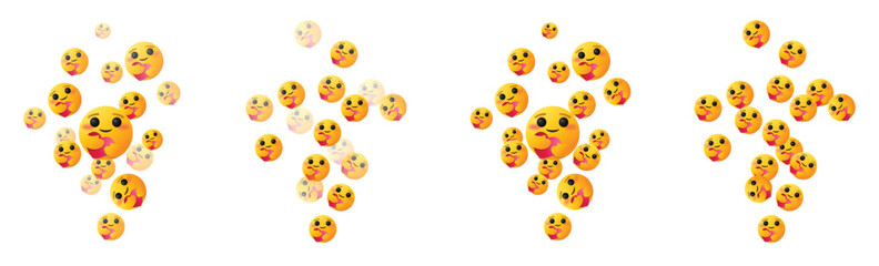 Naklejka premium Cute care emojis hugging a red heart floating on transparent background, social media emoticon reaction for expressing love, affection, appreciation, support, empathy and gratitude