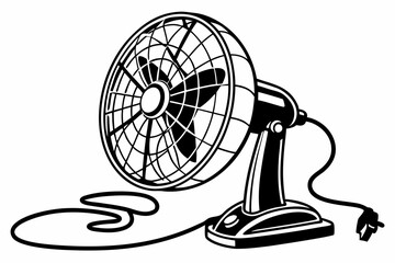 electric charger fan line art silhouette vector illustration