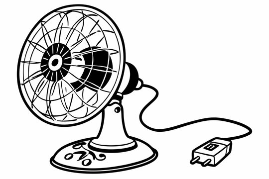recommend clip art: electric charger fan line art silhouette vector illustration