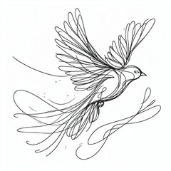 A free flowing line drawing of a bird with minimal detail evokin