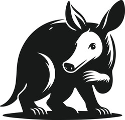 Aardvark looking over its shoulder nervously animal silhouette vector