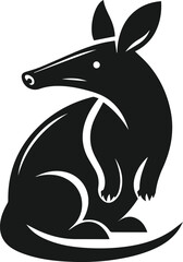 Aardvark looking over its shoulder nervously animal silhouette vector