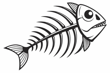 fish bone line art silhouette vector illustration