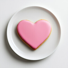 heart shaped cookie with pink icing sits white plate, perfect for celebrations and sweet moments, independence, day, 4th, of, july, american, usa