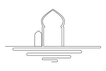 Islamic window icon Continuous one line drawing simple outline silhouette vector illustration