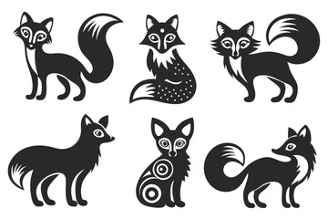 set of fox silhouette vector illustration