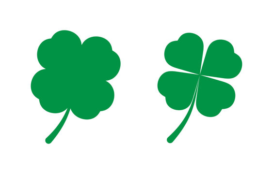Four-leaf clover green. Cloverleaf icon. Luck Shamrock sign. Easy editable vector design