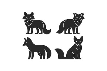 set of fox silhouette vector illustration