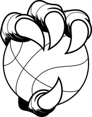 Black And White Eagle Claw Gripping Basketball Mascot Logo