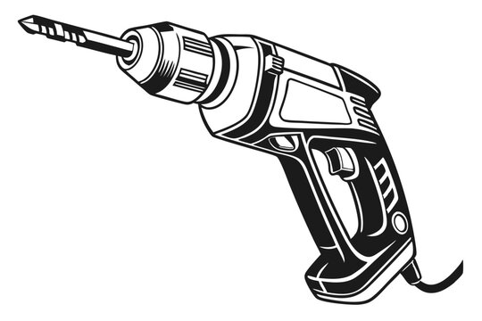 black and white drill tool clip art preview