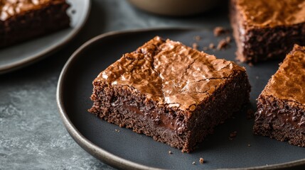 A symphony of textures: crispy edges adorned with a delicate, crackly top, yielding to a gooey center of molten chocolate, a delectable testament to baking mastery.