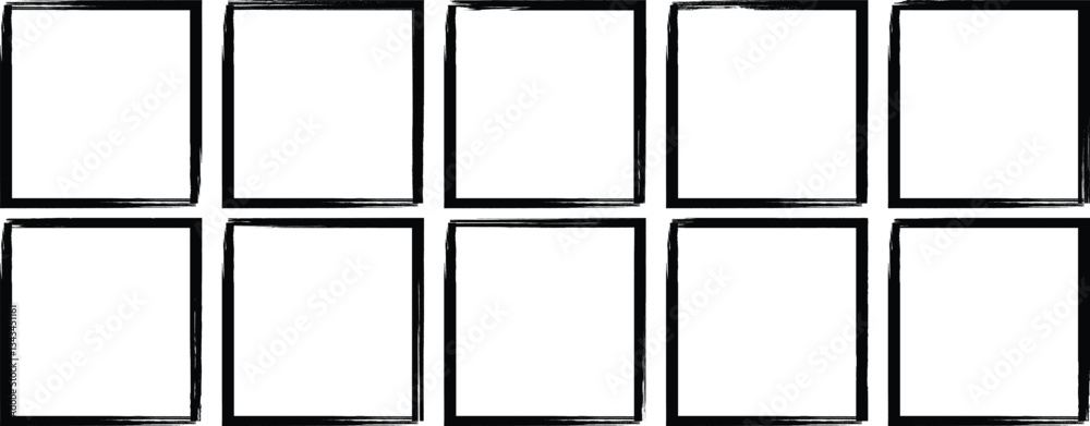 Poster straight line brush frame collection. grunge border set. rectangle brush frame collection. grunge sq