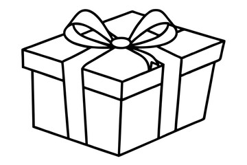 gift box line art silhouette vector illustration