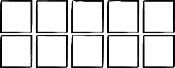 Straight line brush frame collection. Grunge border set. Rectangle brush frame collection. Grunge square and rectangle frames. Rectangle borders collections