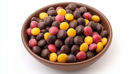 A bowl of colorful, vibrant candies in a bright color palette,Generate AI