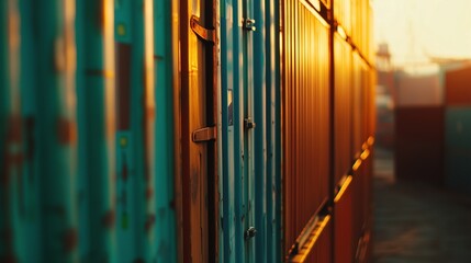 Stack of shipping containers representing global trade and logistics, symbolizing international commerce, import export, and supply chain management concepts.