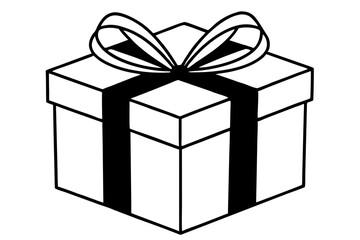 gift box line art silhouette vector illustration