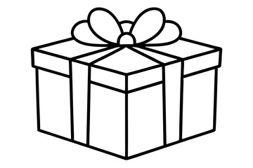 gift box line art silhouette vector illustration