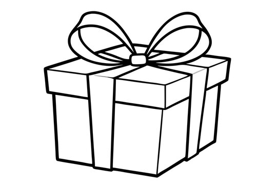 recommend clip art: gift box line art silhouette vector illustration