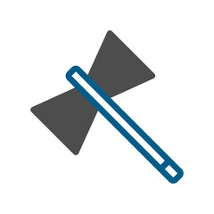 Geometric Axe Icon with Blue Outline on White