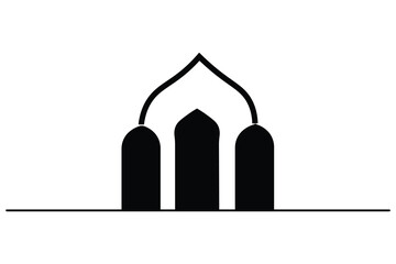 Islamic window icon Continuous one line drawing simple outline silhouette vector illustration