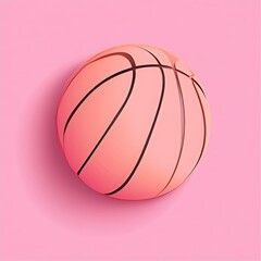 Fototapeta premium Paper-cut style basketball icon on a pink background. Sport symbol vector in paper art