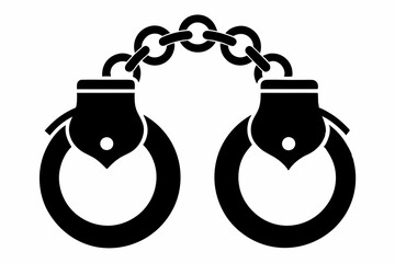 handcuffed icon line art silhouette vector illustration
