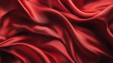Vibrant Scarlet Silk Tapestry with Shimmering Threads and Texture